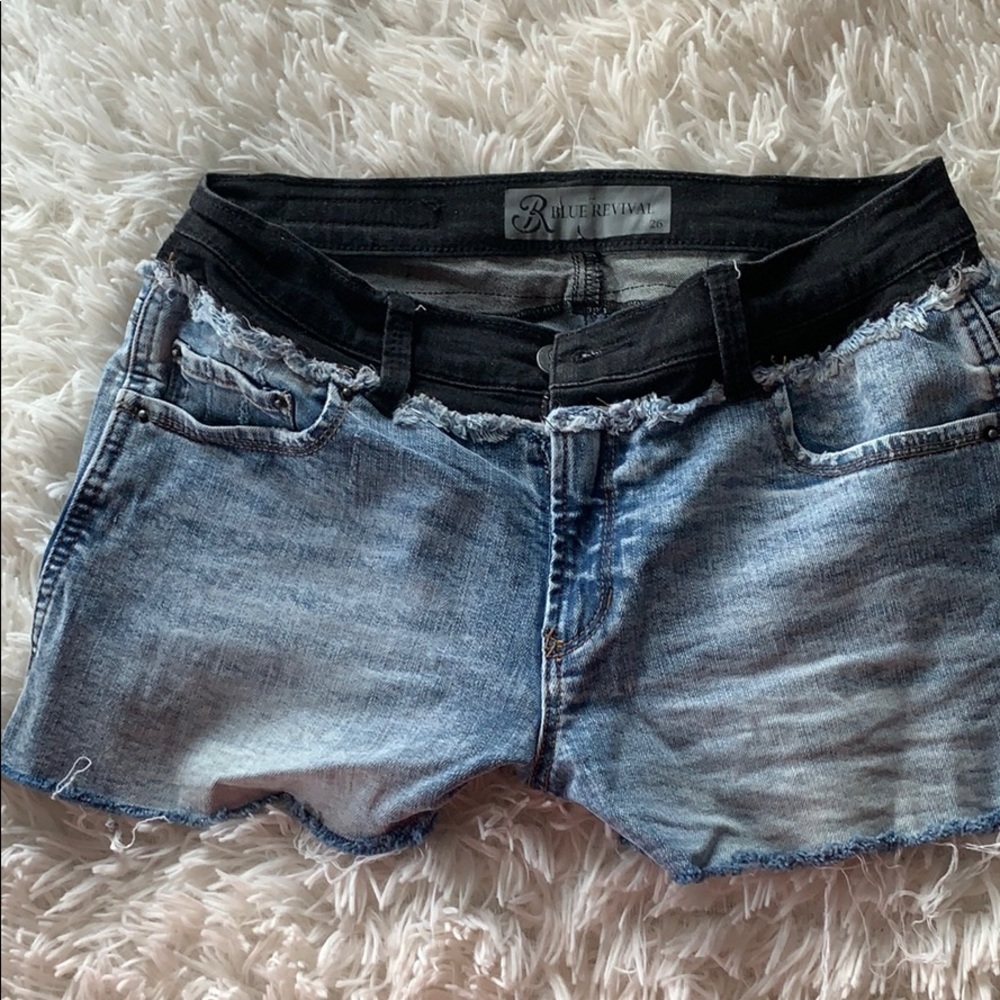 Blue Revival two tone jean shorts